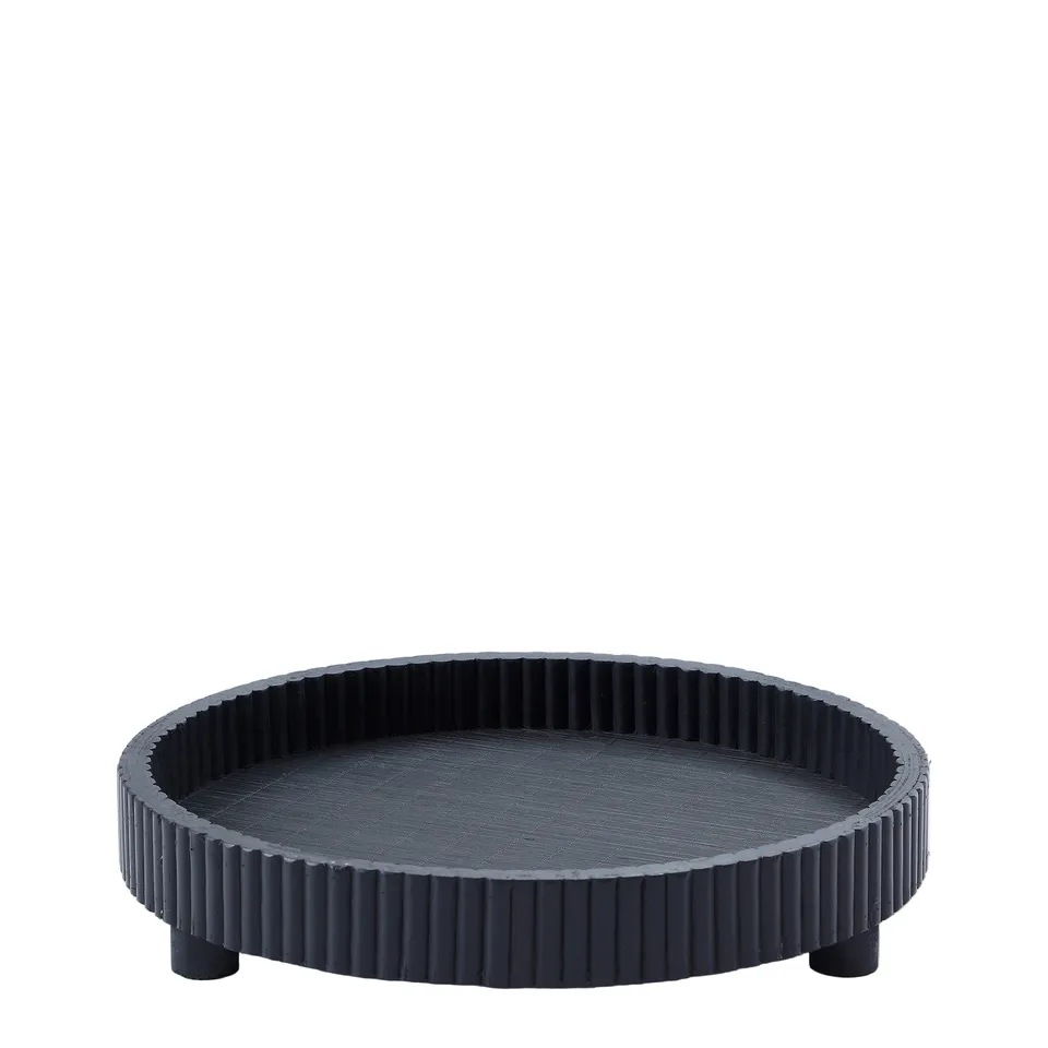 Sia Home Palma Plateau décoratif rond noir 30,5 cm pin