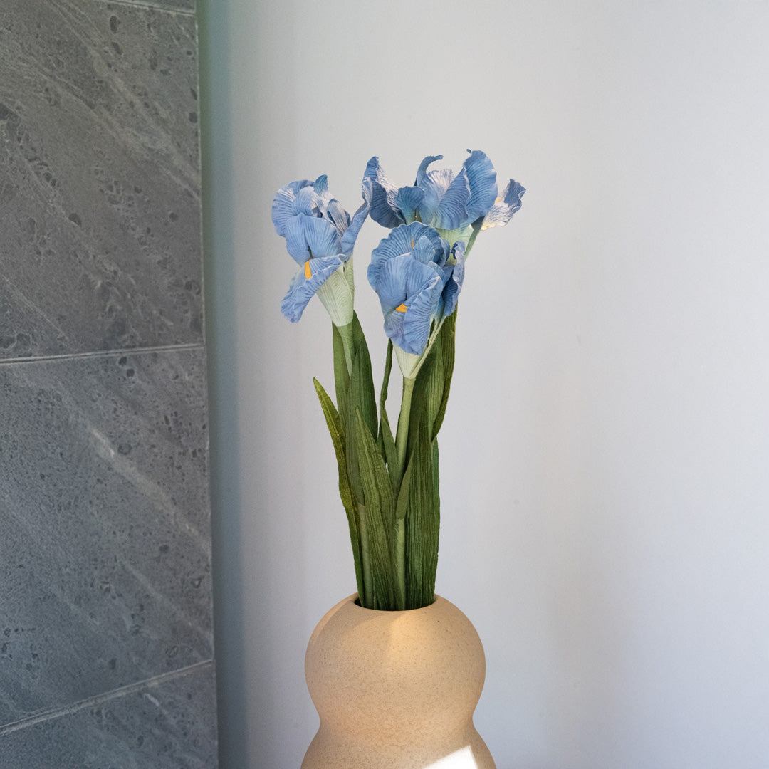 Flowrette Fleurs en papier Iris bleu x1 éternelle