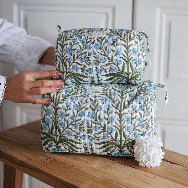 Flowrette Mandawa trousse de toilette coton jaune block print