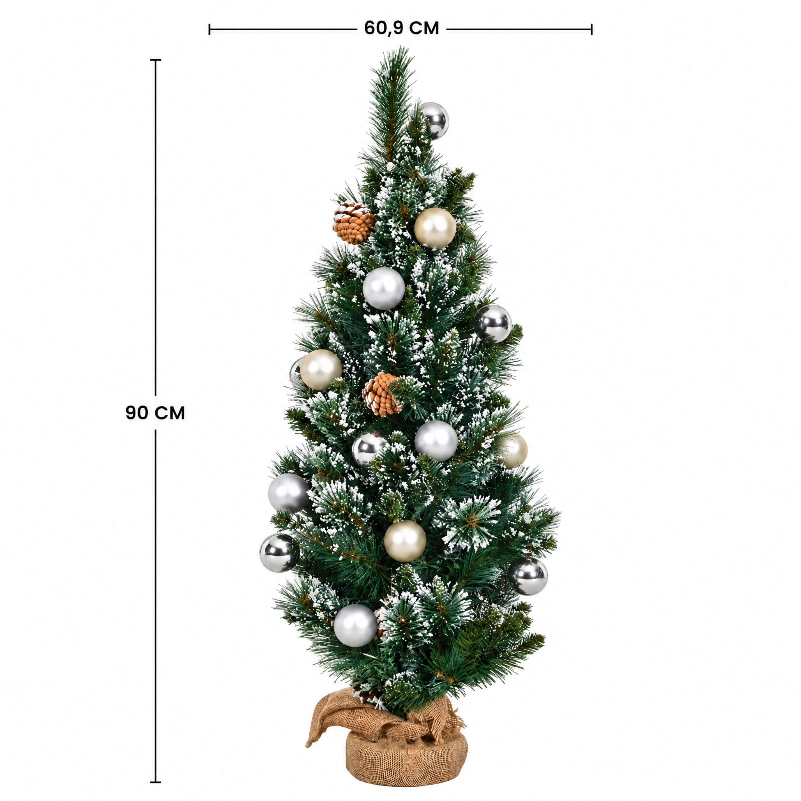 Sia Home Sapin Noël décoré 90cm sapin artificiel vert givré