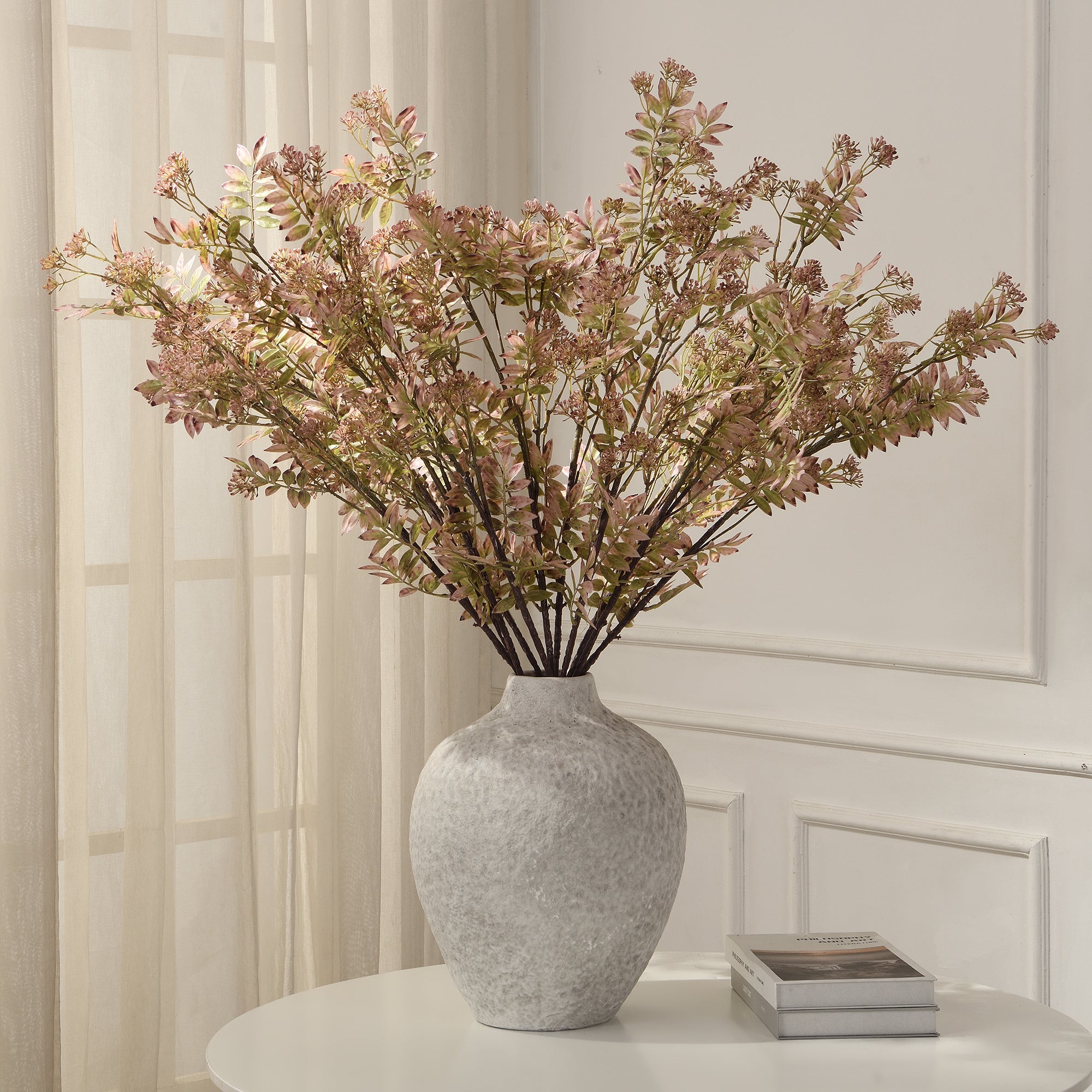Sia Home Feuillage pointu avec fleurs 110 cm feuillage artificiel blanc