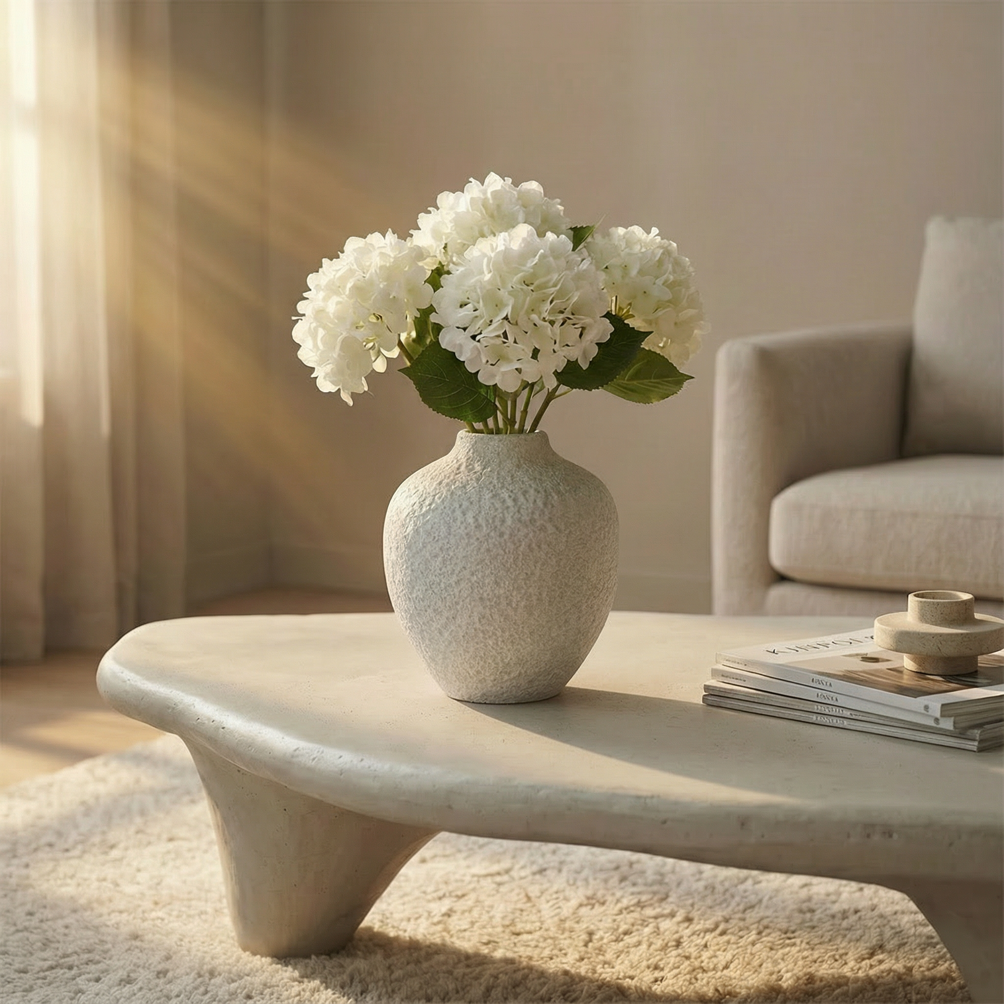 Sia Home Stone vase céramique blanc 29 cm fait main