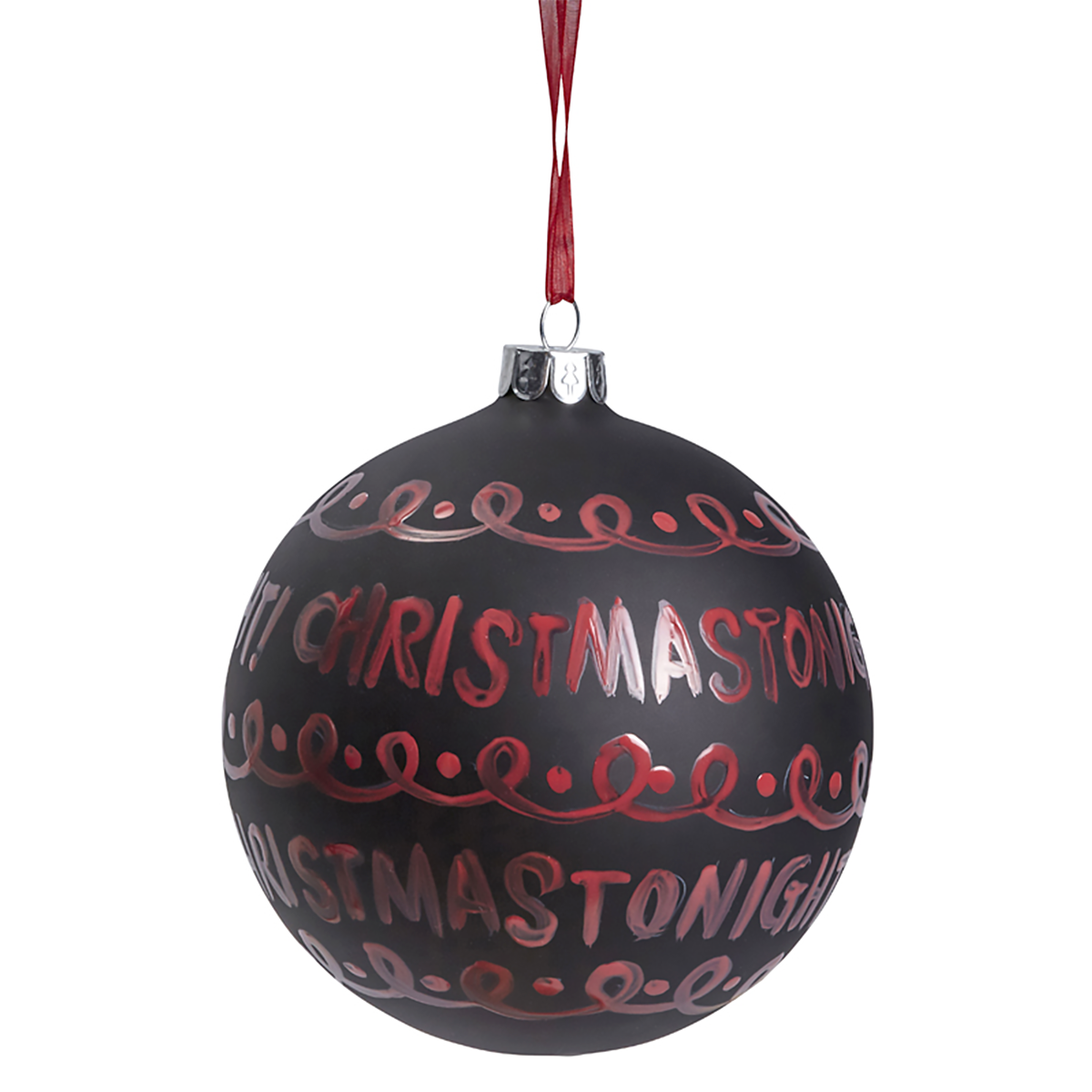 Sia Home Boule Noël Graphique Merry Christmas blanc 10 cm