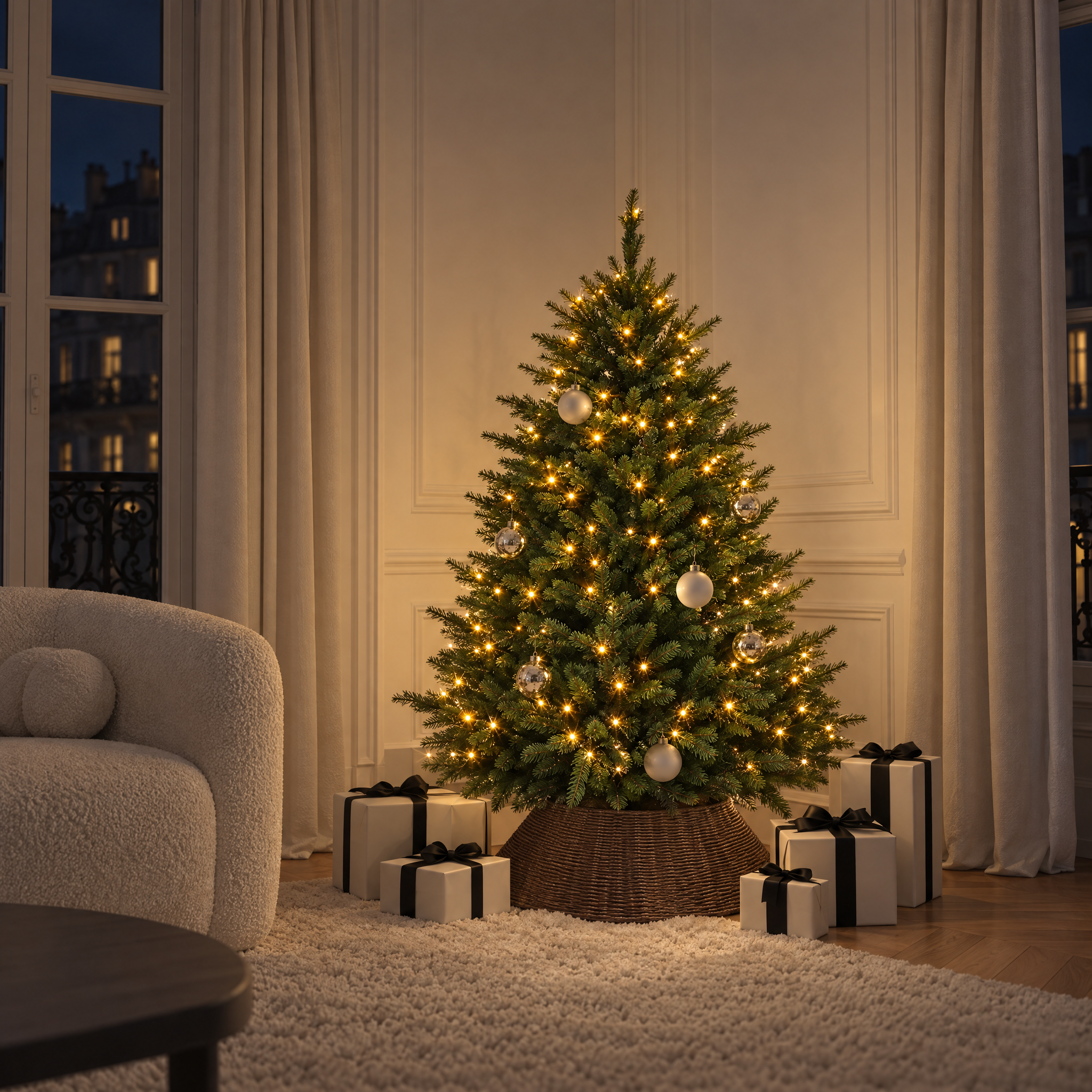 Sia Home Fluffy Sapin de Noël lumineux vert 150 cm