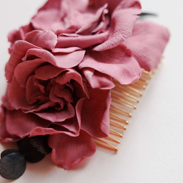 Flowrette Garance peigne cheveux fleurs rose blanc