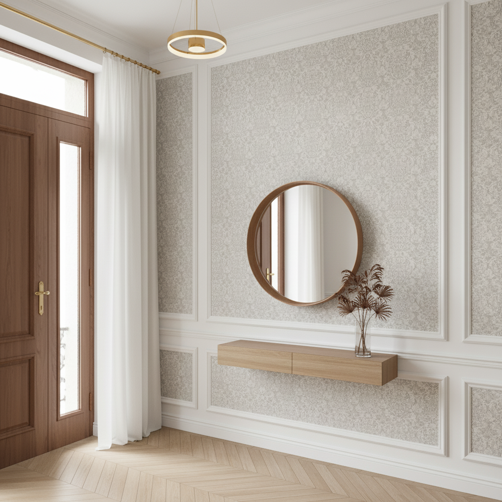 Sia Home Lio miroir rond chêne 80 cm beige
