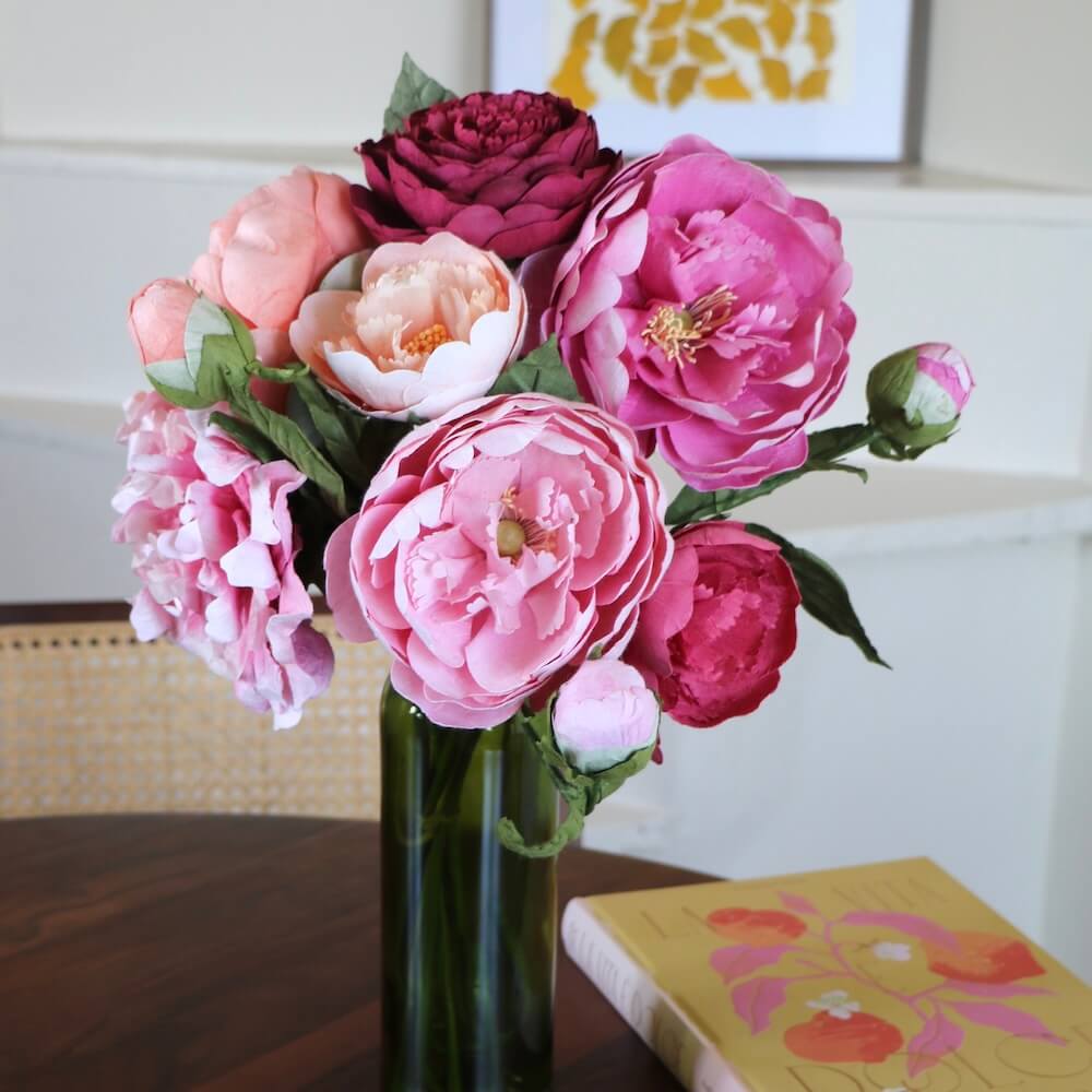 Flowrette Fleurs en papier Bouquet pivoines rose pêche