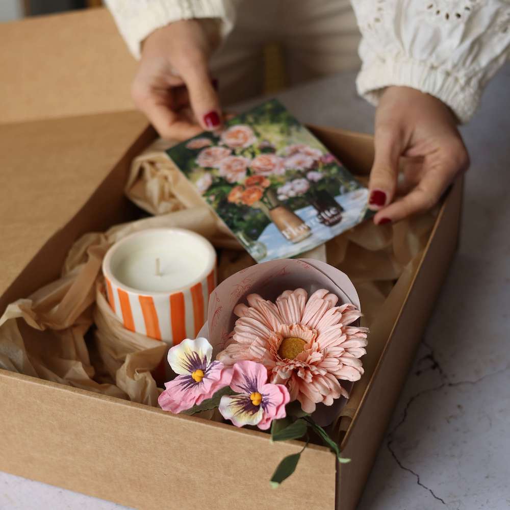 Flowrette Coffret lueur florale orange bouquet papier bougie