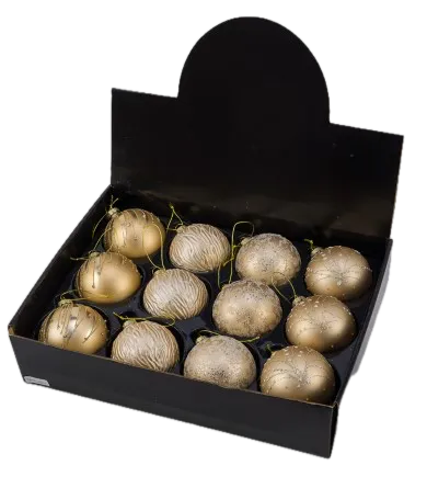 Feuillazur Rungis Boules en Verre Or boule Noël 8 cm lot 12