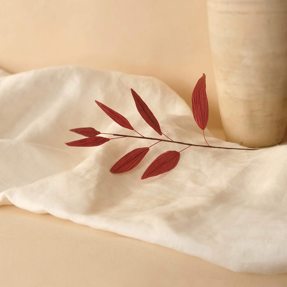 Flowrette bambou rouge fleur papier tige artisanale x1 salon