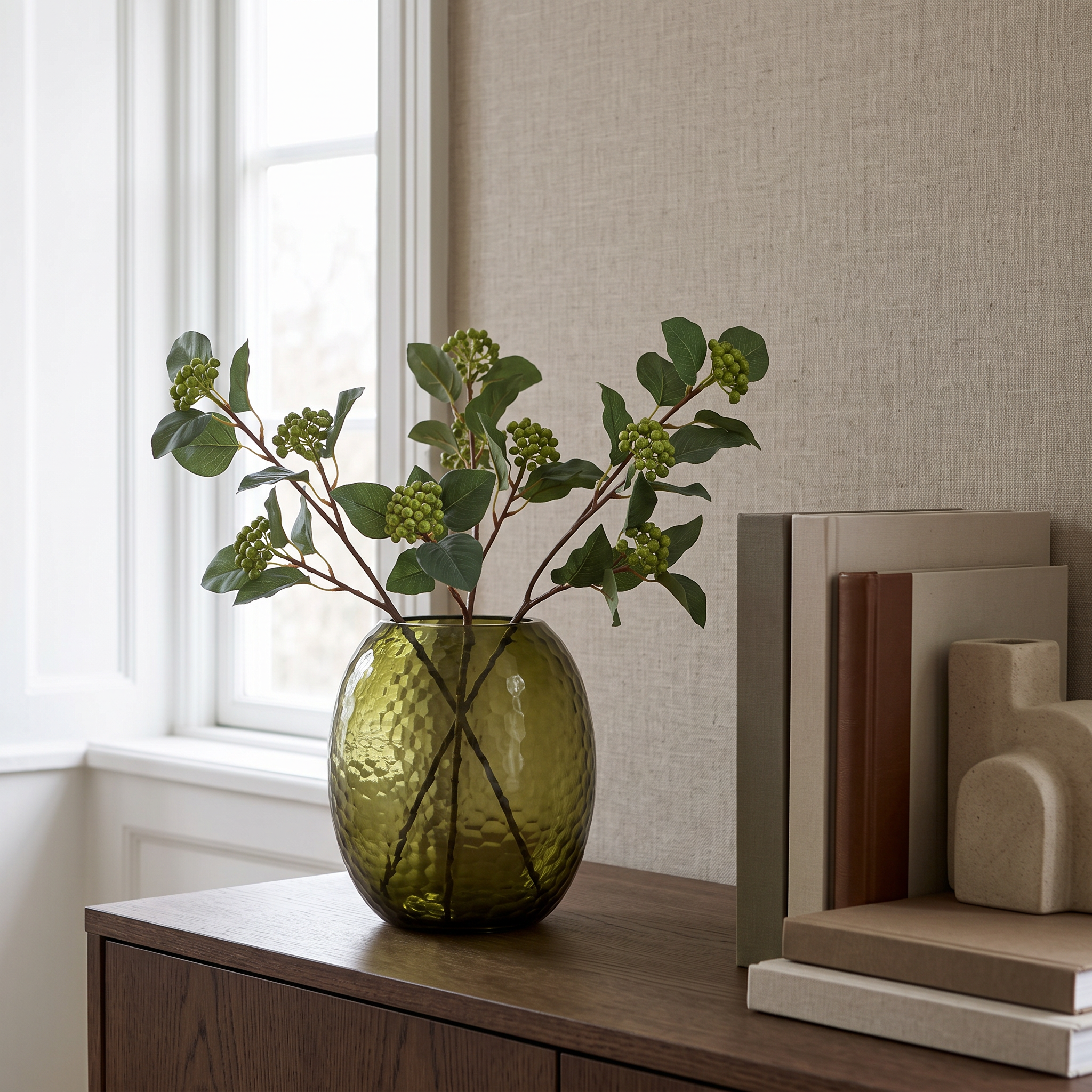 Sia Home Branche Baies Lierre branche 45 cm vert foncé