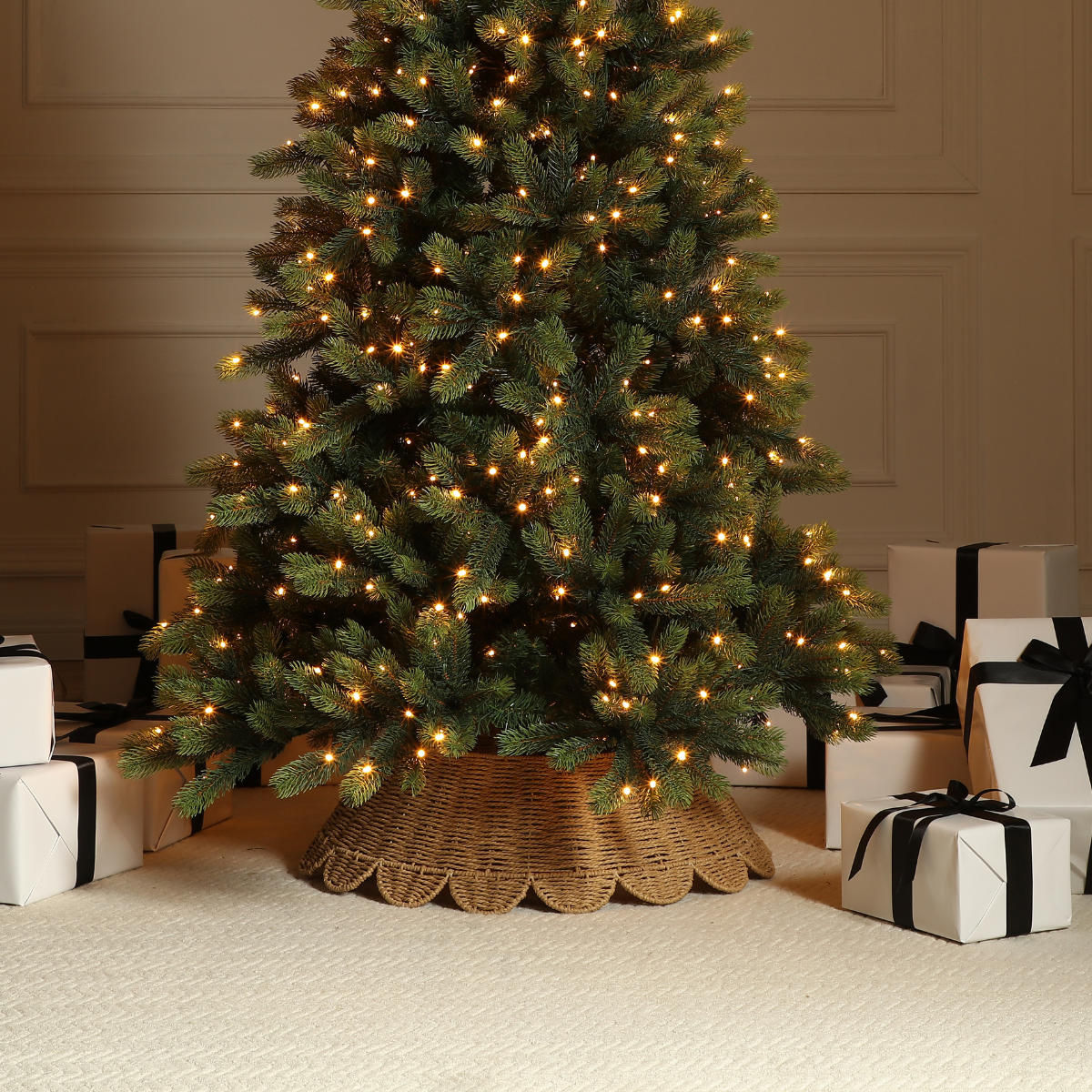 Sia Home 65 cm cache-pied sapin Noël beige corde papier