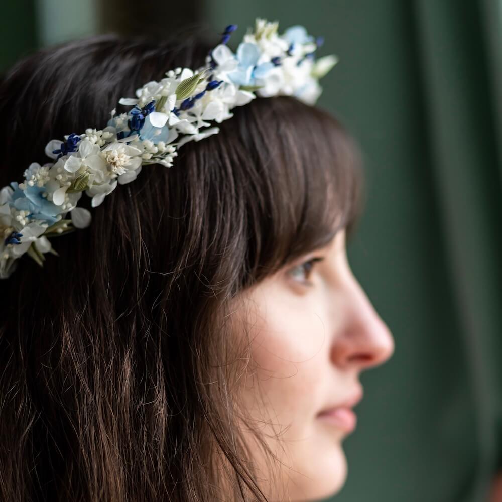 Flowrette Camille couronne fleurs mariage ruban ajustable