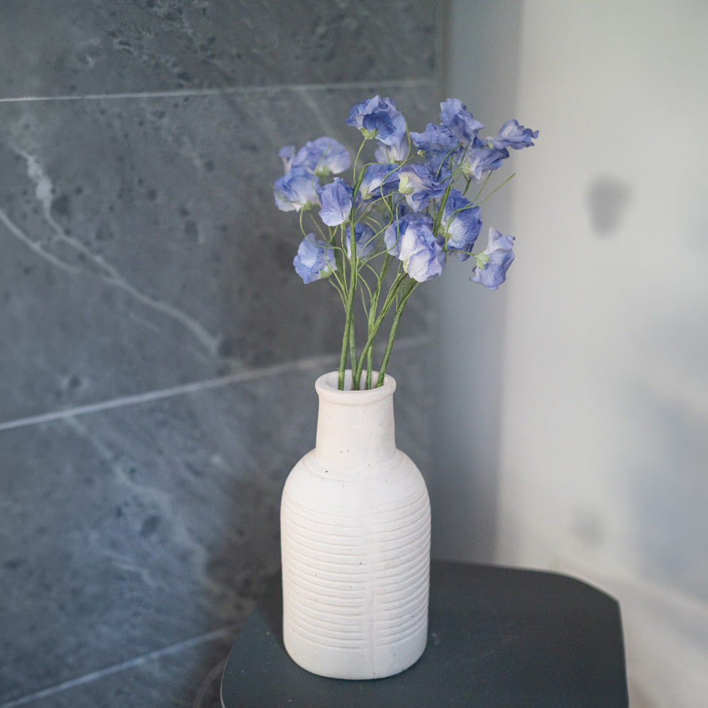 Flowrette pois de senteur bleu fleur papier artisanale tige