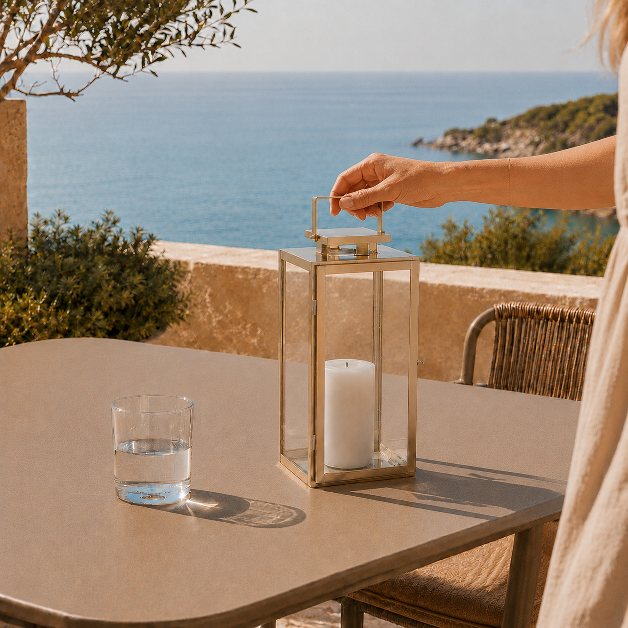 Sia Home Goldy 39 cm lanterne doré verre acier