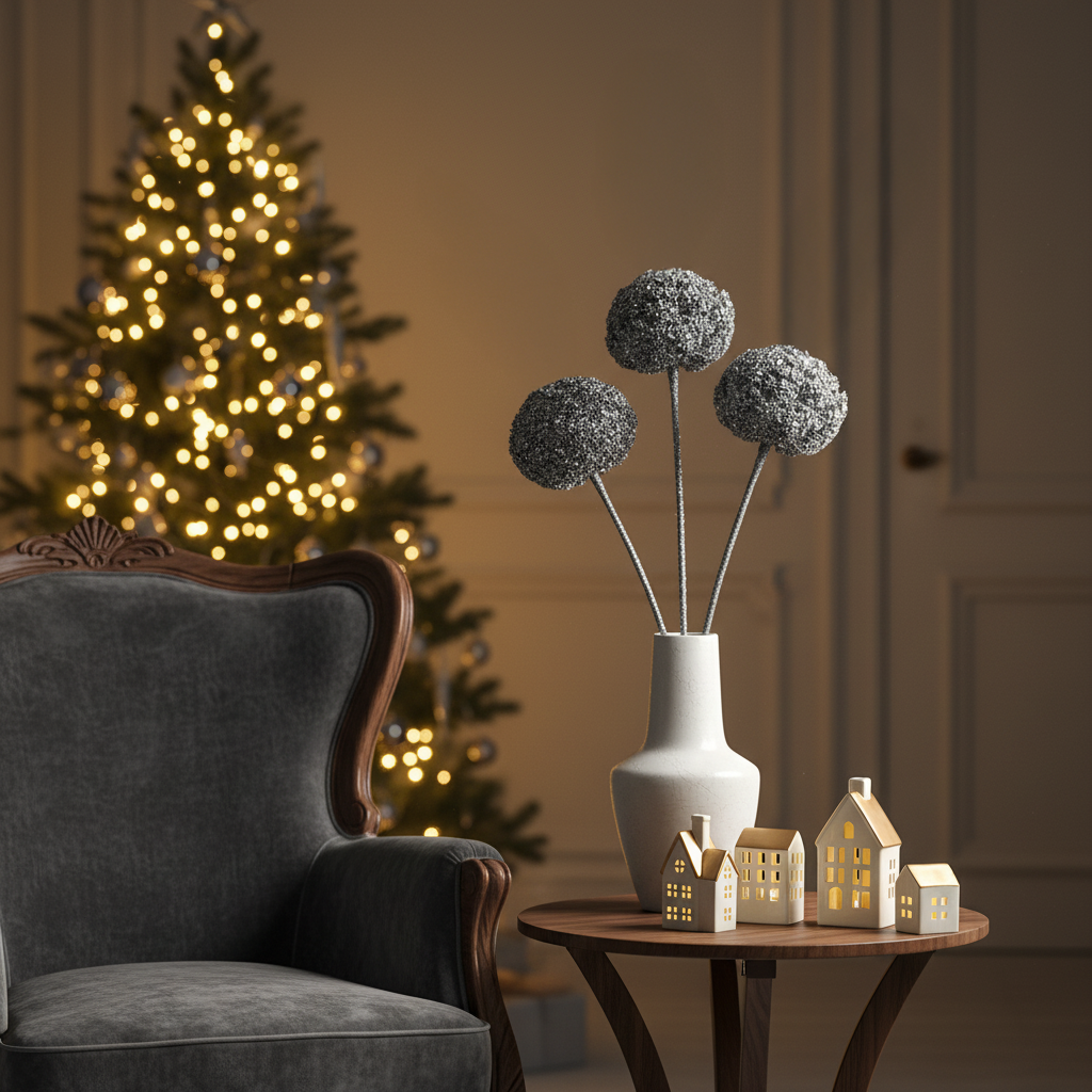 Sia Home Izia tige allium pailleté argenté 90 cm