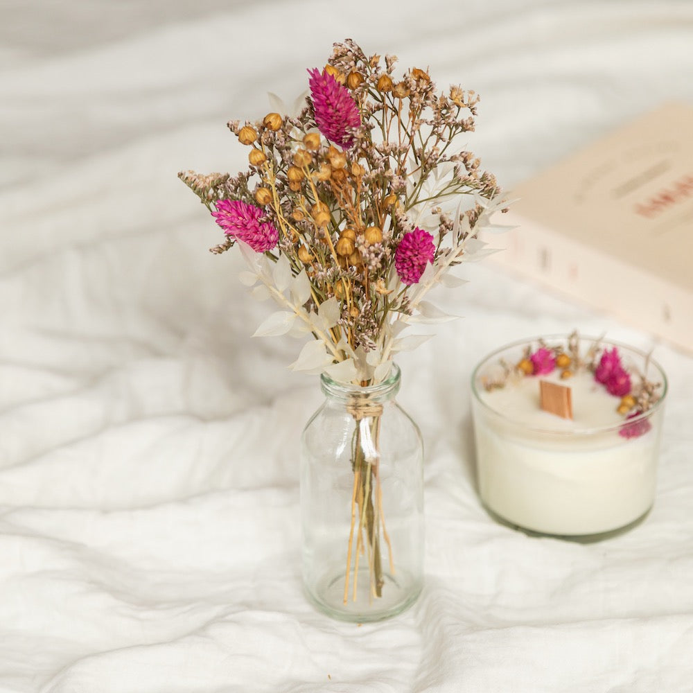 Flowrette Décoration Coffret Épistolaire ivoire bouquet bougie