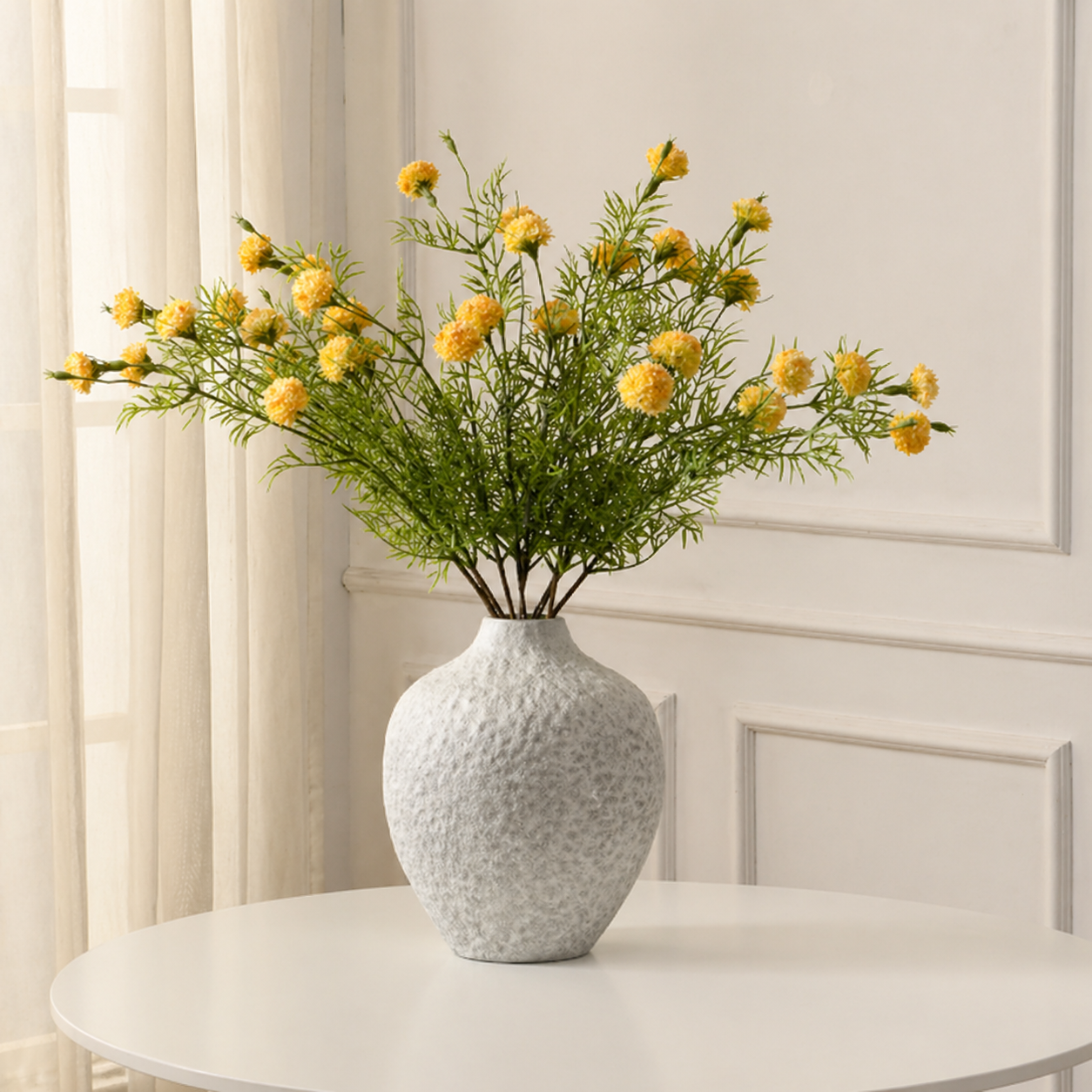 Sia Home Chrysanthème Ping Pong tige artificielle jaune 78 cm