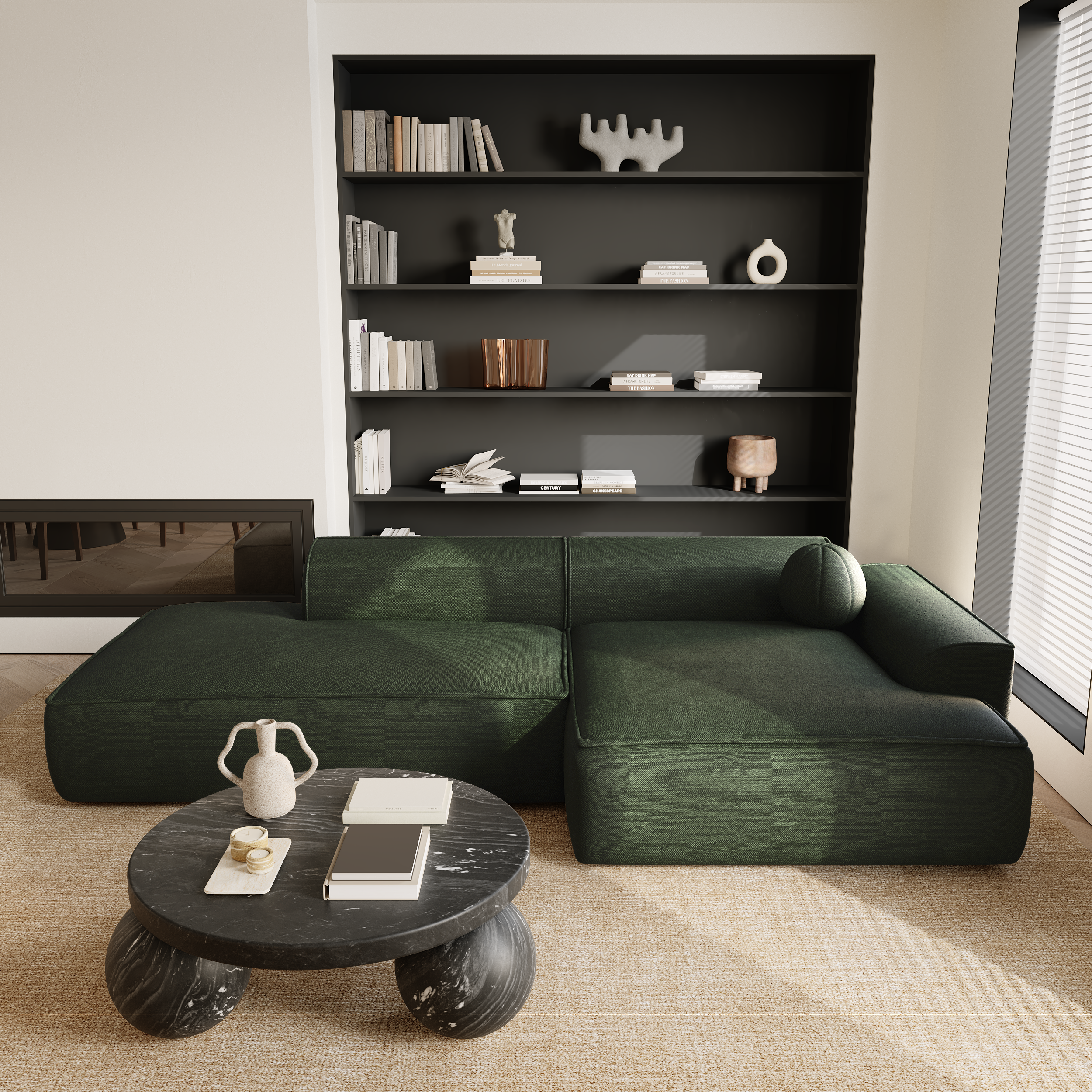 Sia Home Ania Canapé Angle Droit 260 cm Vert Olive
