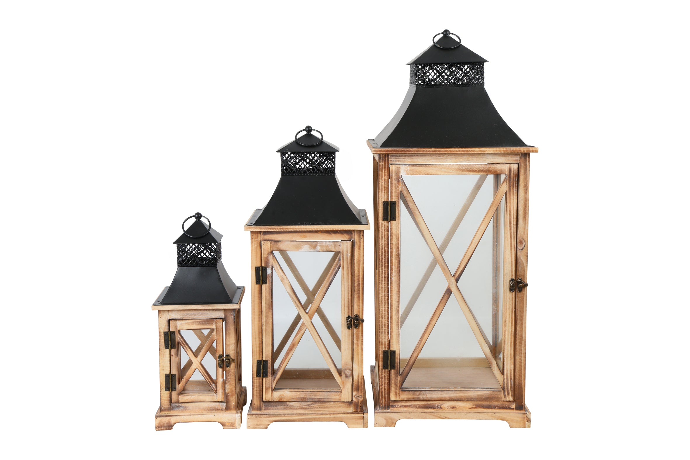 Feuillazur Rungis Lanterne en bois 3 bougeoir déco salon
