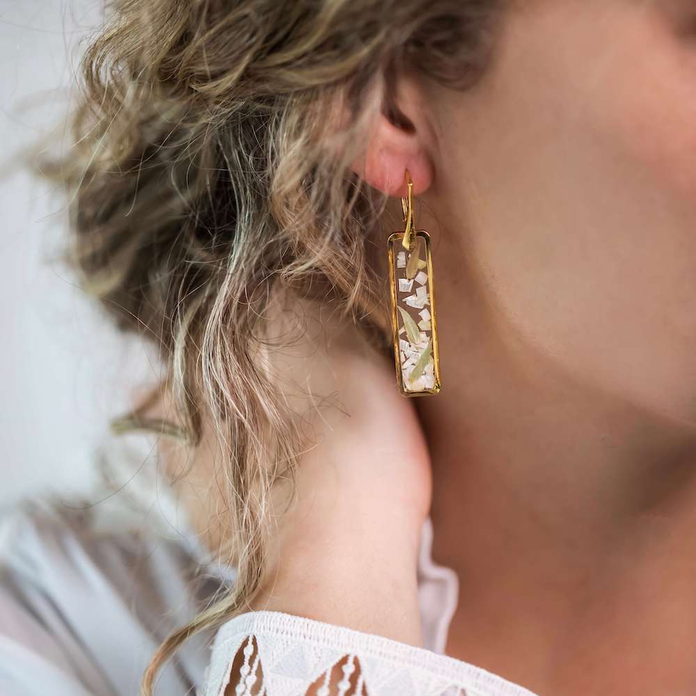 Flowrette Perline grandes boucles oreilles fleurs or fin