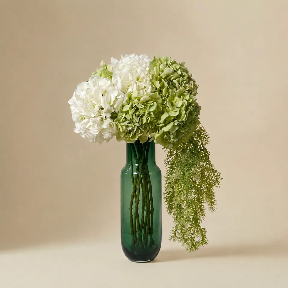 Sia Home Bouquets Artificiels Hortensias bouquet vert blanc 8 tiges