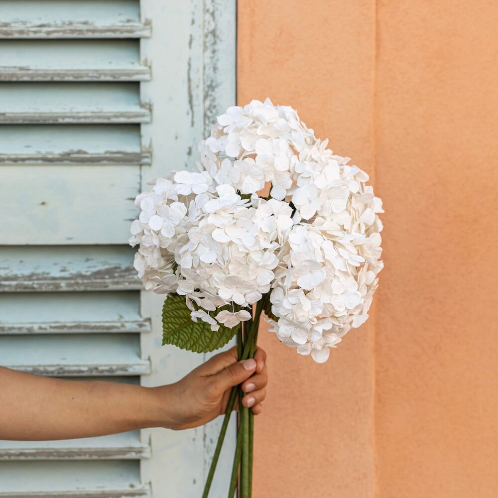 Flowrette Fleurs en papier Hortensia blanc fleur papier x1 durable