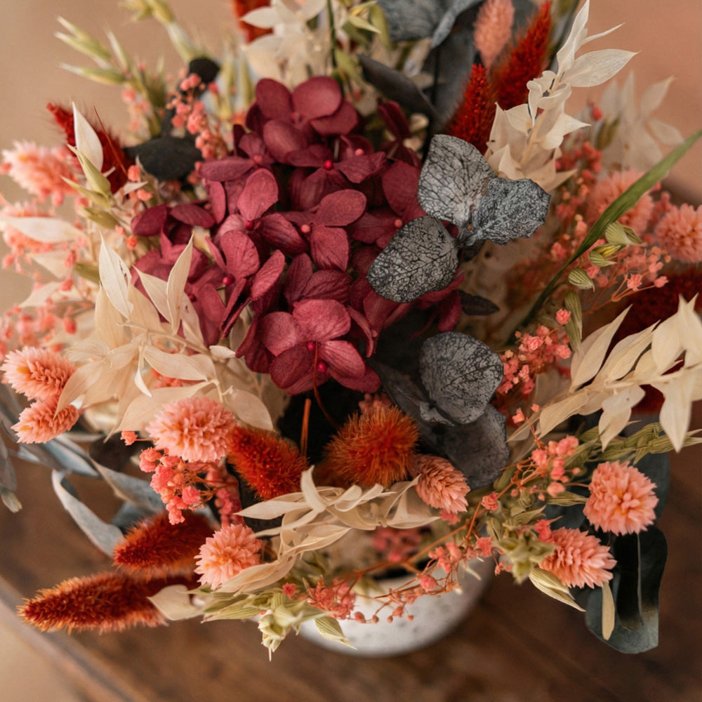 Flowrette Baudelaire bouquet mixte fleurs séchées M-L prune