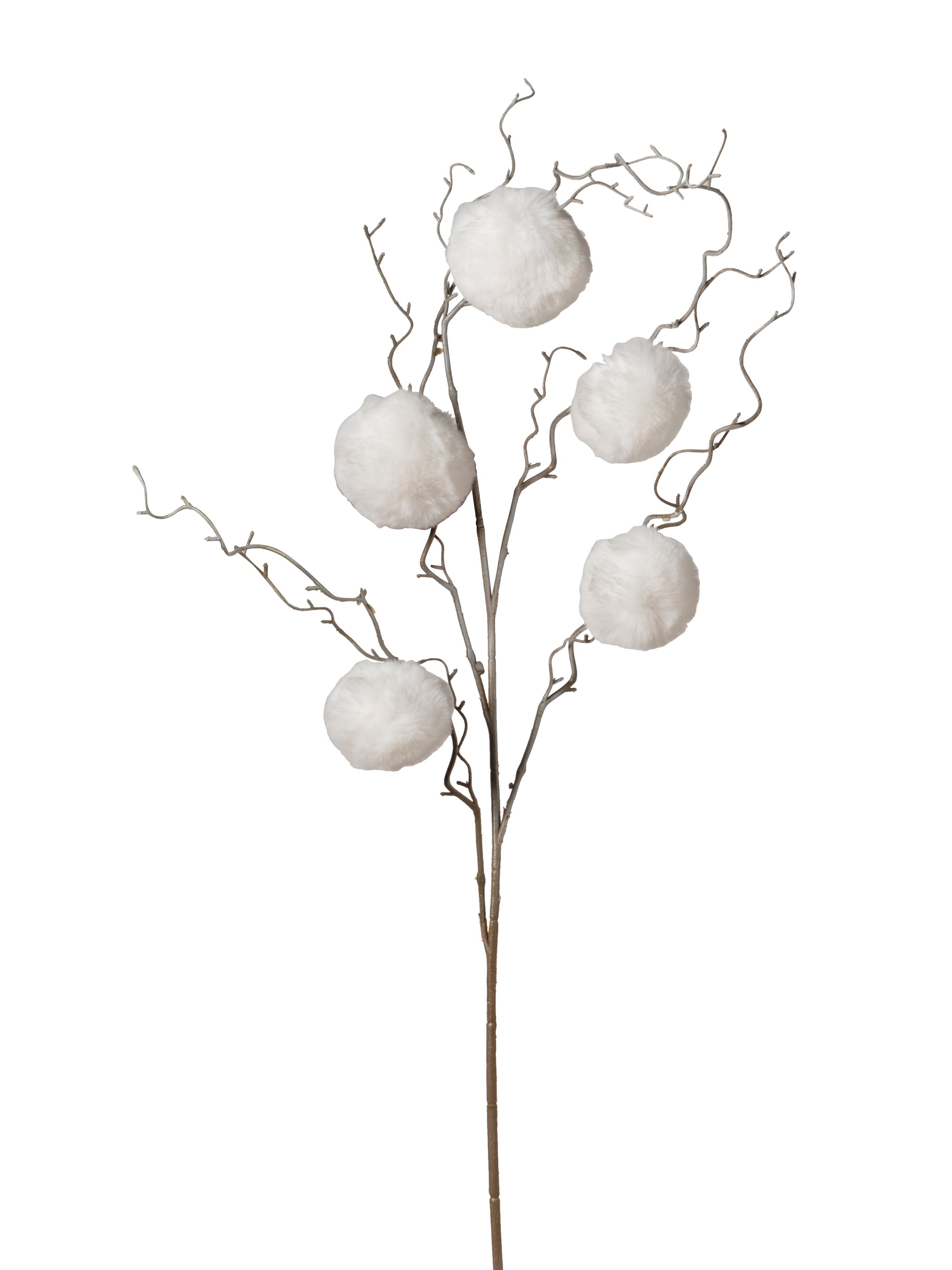 Feuillazur Rungis Branche pompom fleur blanche 109cm