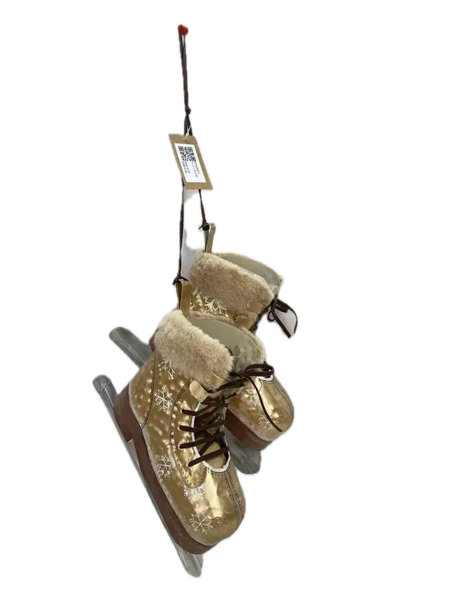 Feuillazur Rungis Patins à glace déco doré 25cm