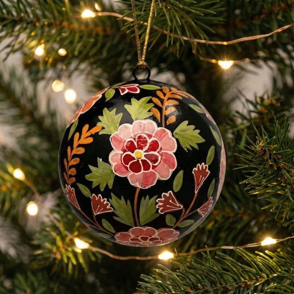 Flowrette Carmen boule de Noël florale peinte main