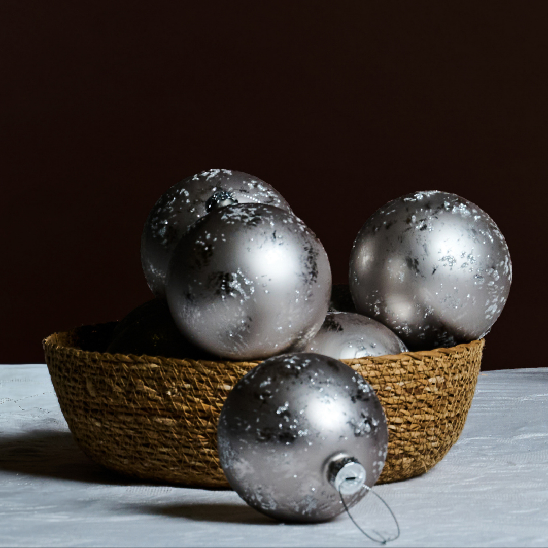 Sia Home Boule Noël Pailletée Mat 10 cm gris violet