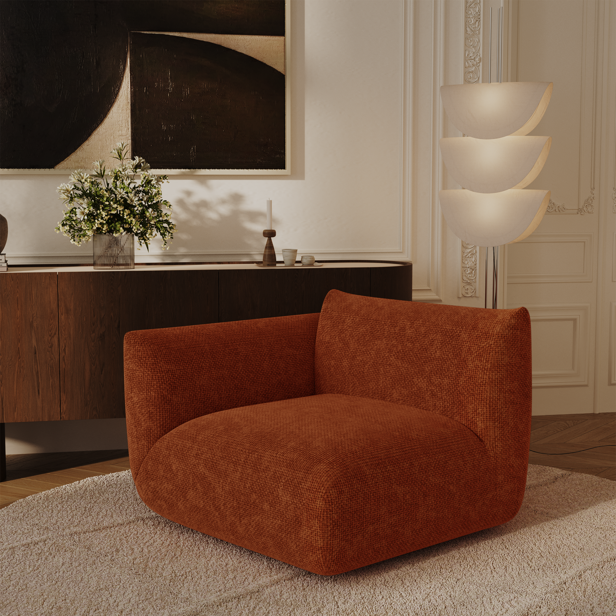 Sia Home Nooma module angle gauche canapé crème terracotta