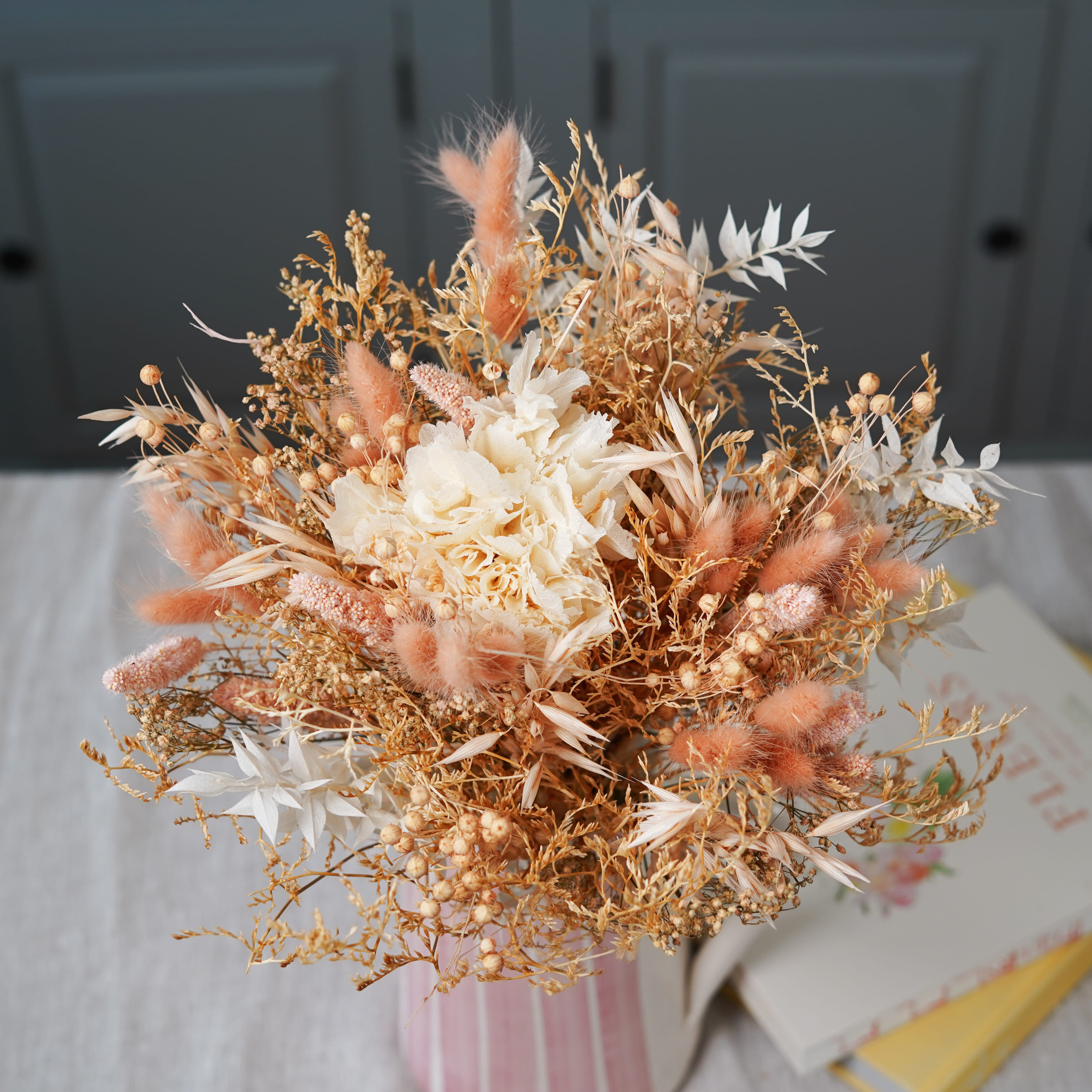 Flowrette Léandre bouquet séché pêche S