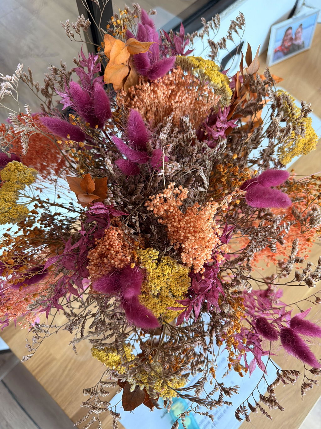 Flowrette Adam bouquet fleurs séchées automne achillée jaune S