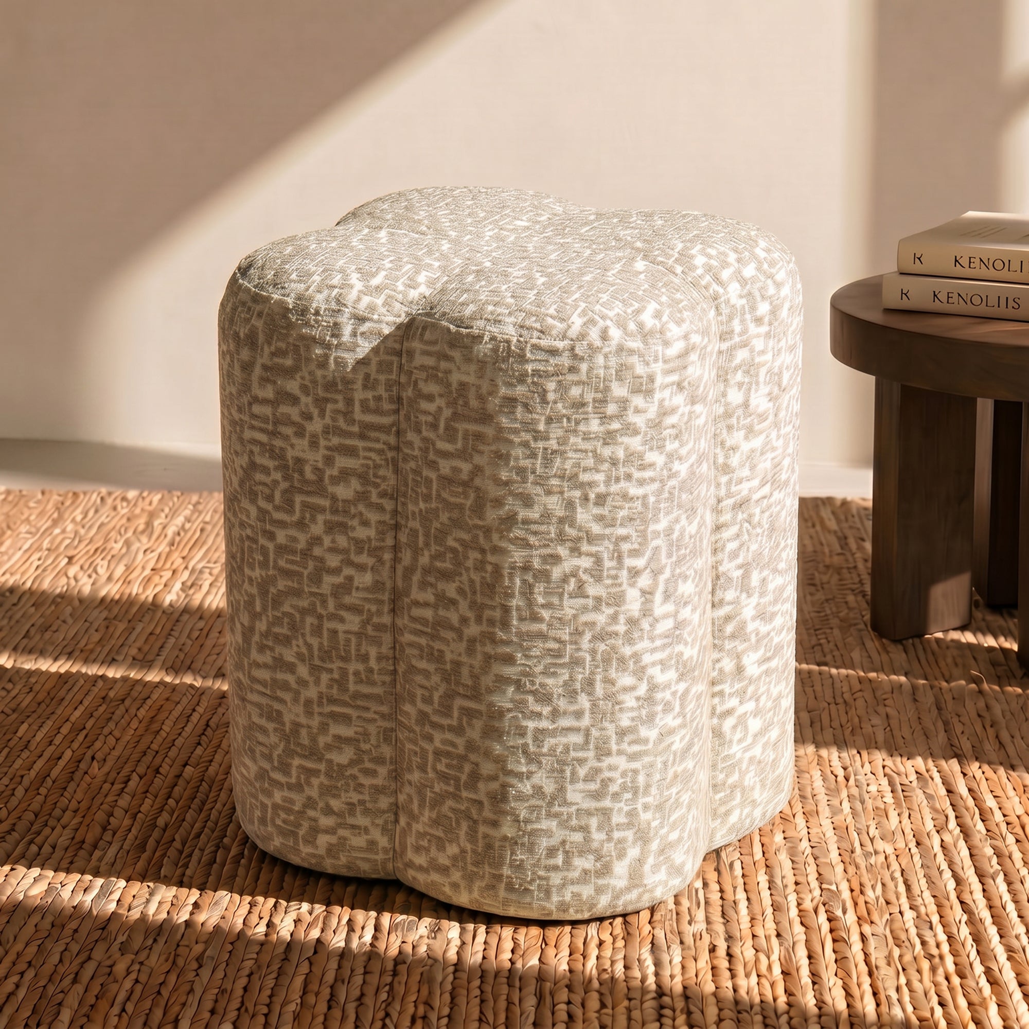 Sia Home Lucky pouf beige à motifs