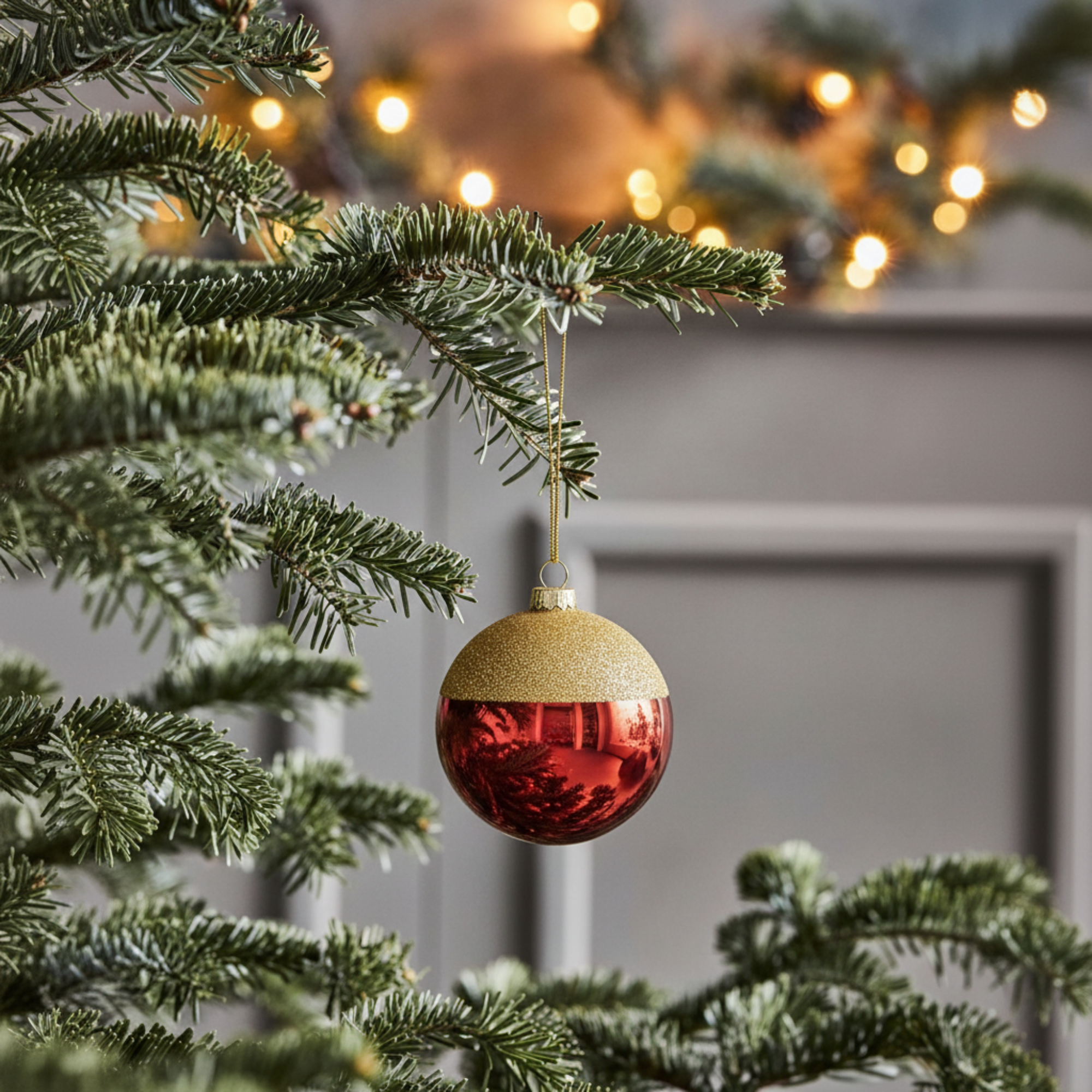 Sia Home Boule de Noël bicolore verre 10 cm vert doré