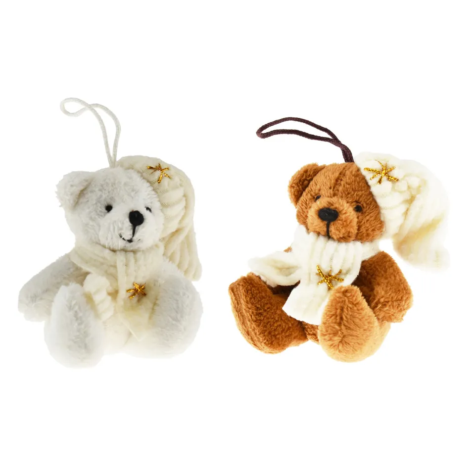 Feuillazur Rungis Ours beige assis bonnet écharpe 8cm peluche