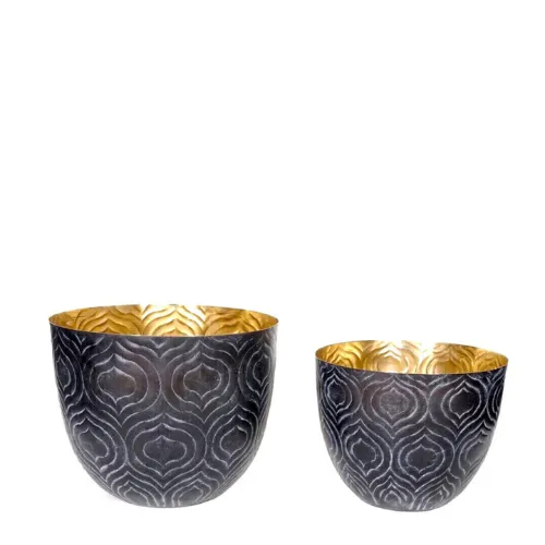 Sia Home Baltazar cache-pot violet lot de 2 fer doré
