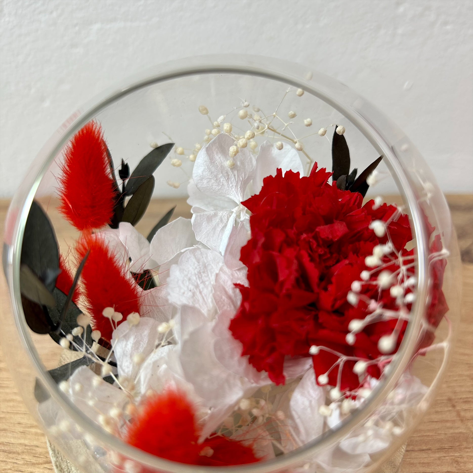 Ateliers Ouchamp Bulles Rue D'Antin bulle fleurs stabilisées S rouge