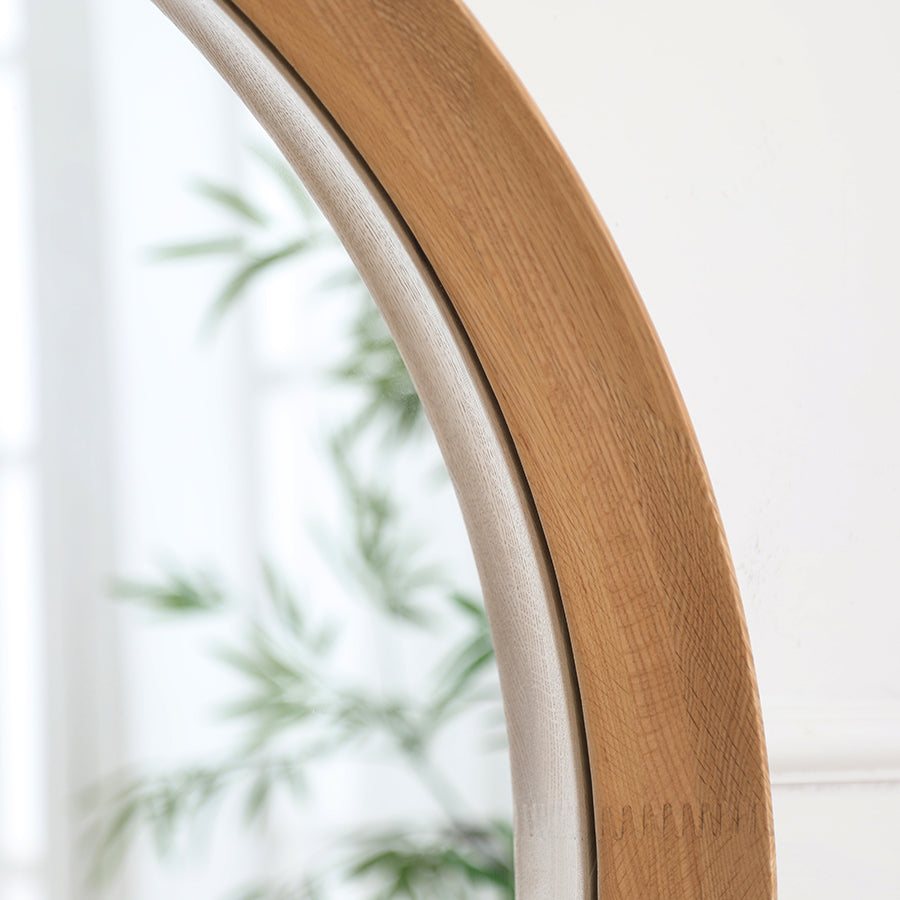 Sia Home Lio miroir rond chêne 80 cm beige