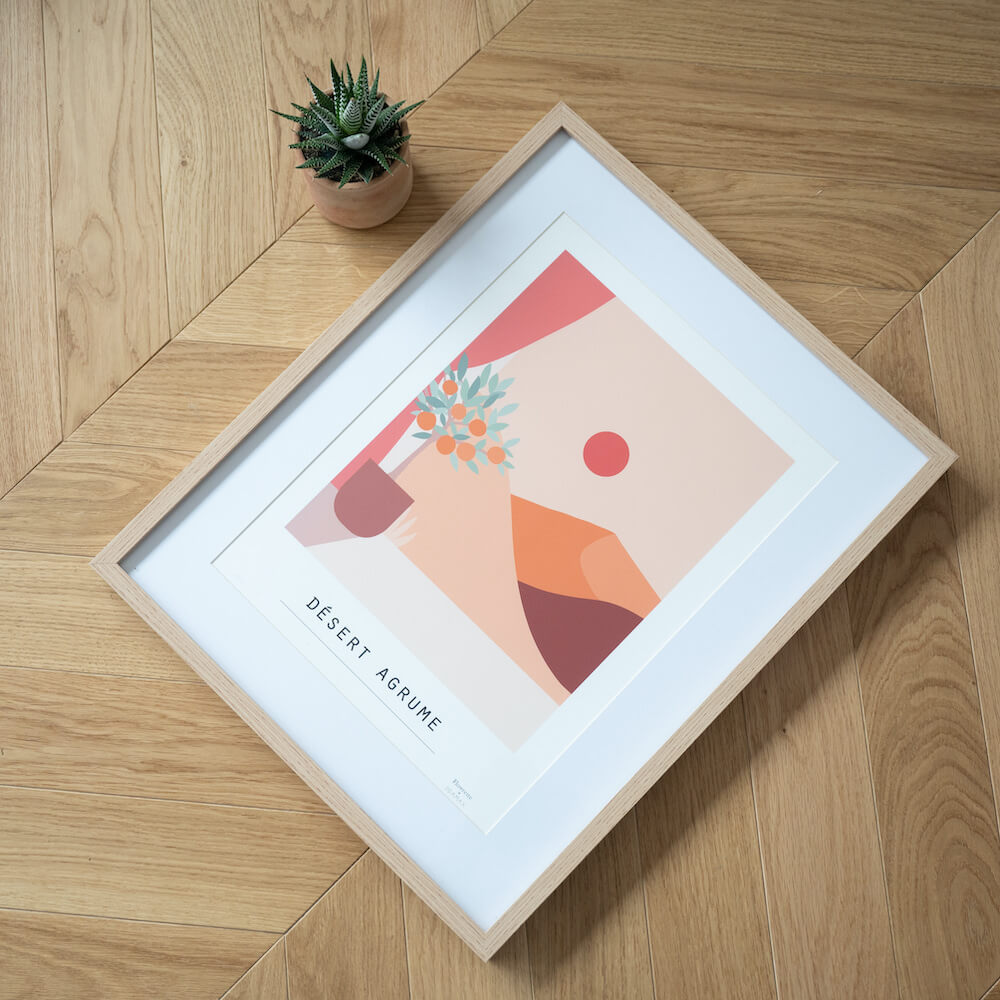 Flowrette Désert Agrume affiche dunes orangées salon