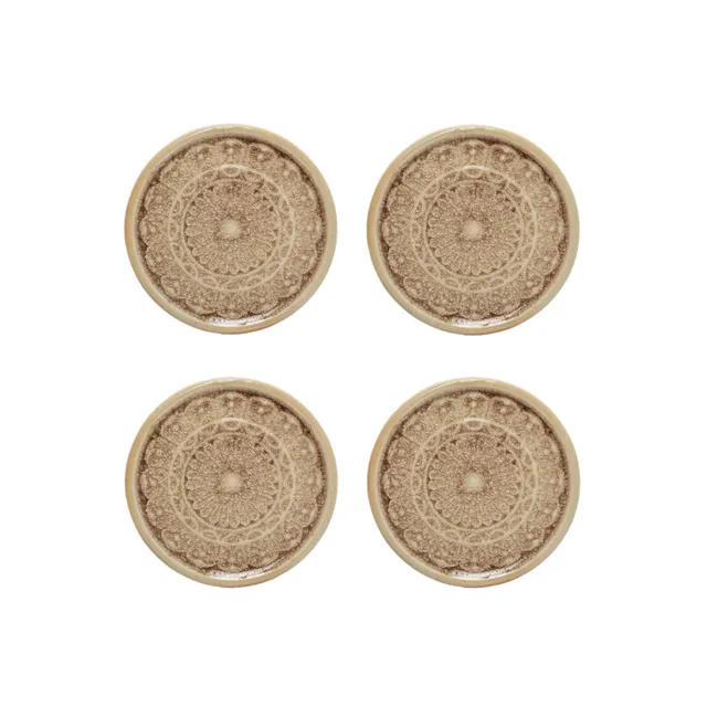 Sia Home Doily porte-bougies céramique beige lot 4