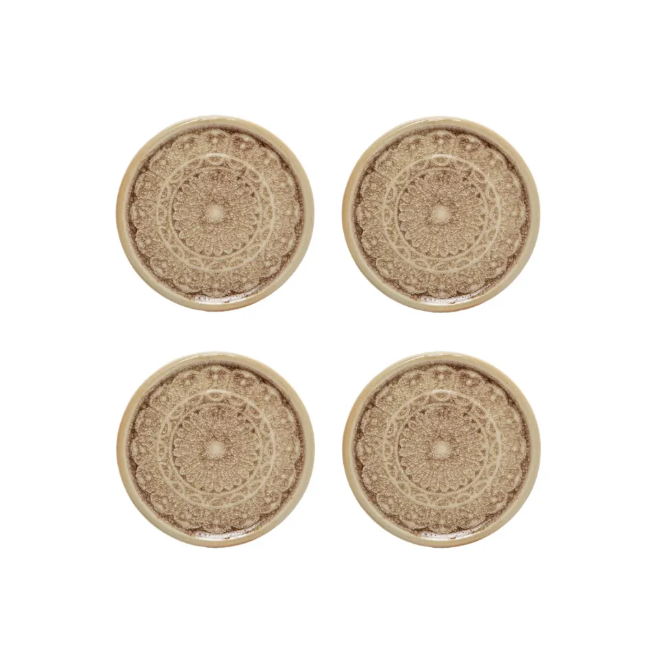 Sia Home Doily porte-bougies céramique beige lot 4