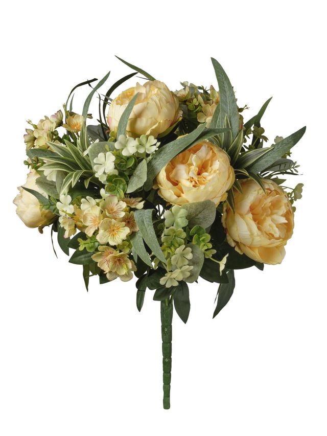 Feuillazur Rungis bouquet pivoine fleur saumon 55cm