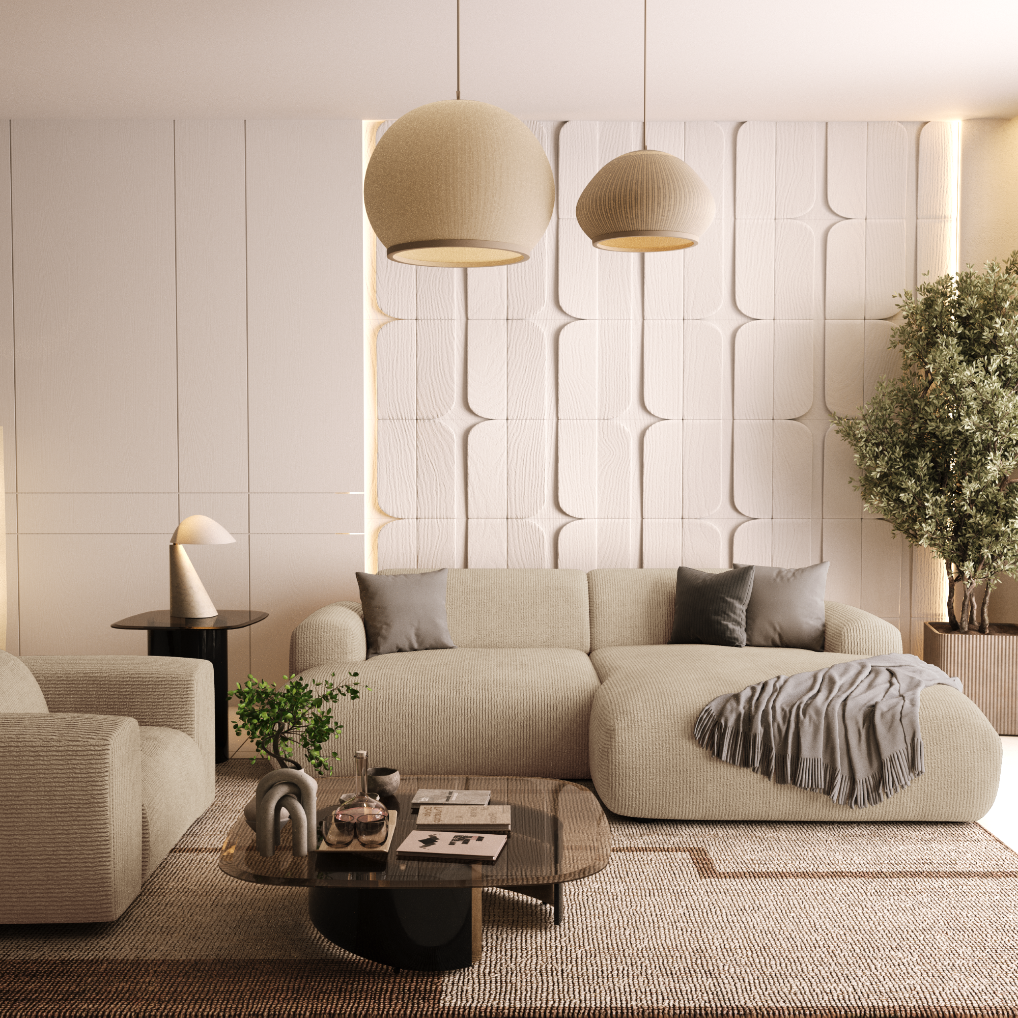 Sia Myra canapé angle droit 5 places crème