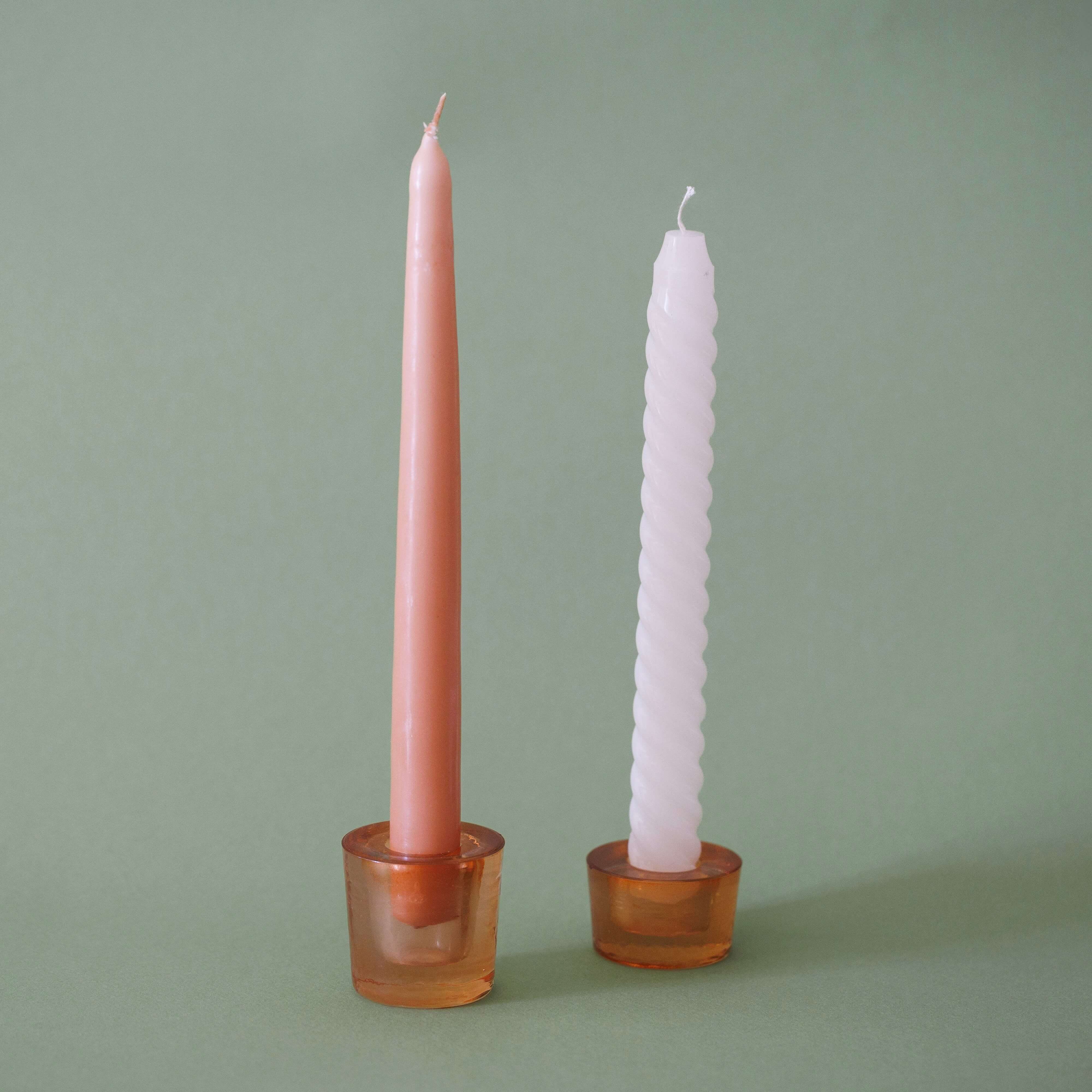 Flowrette Bougies Shanti petit bougeoir verre pêche