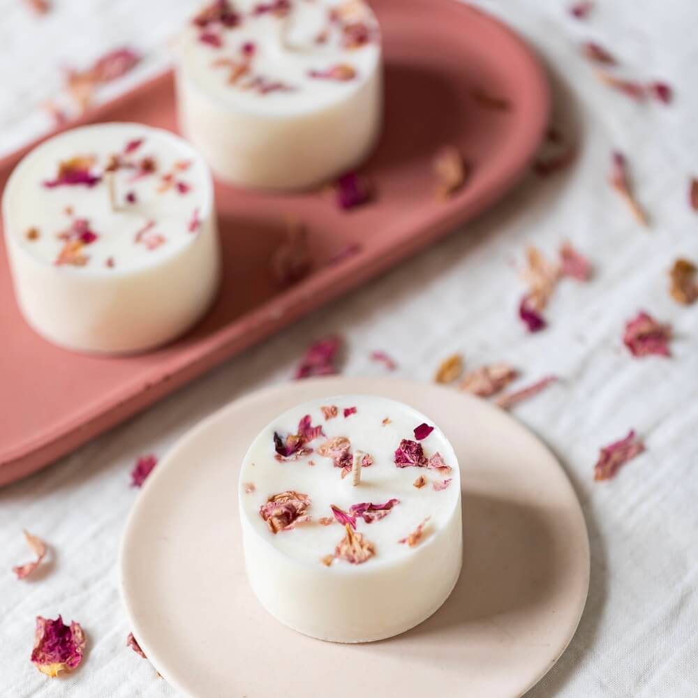 Flowrette Bougies Trio Rose Sauvage cire soja lot 3