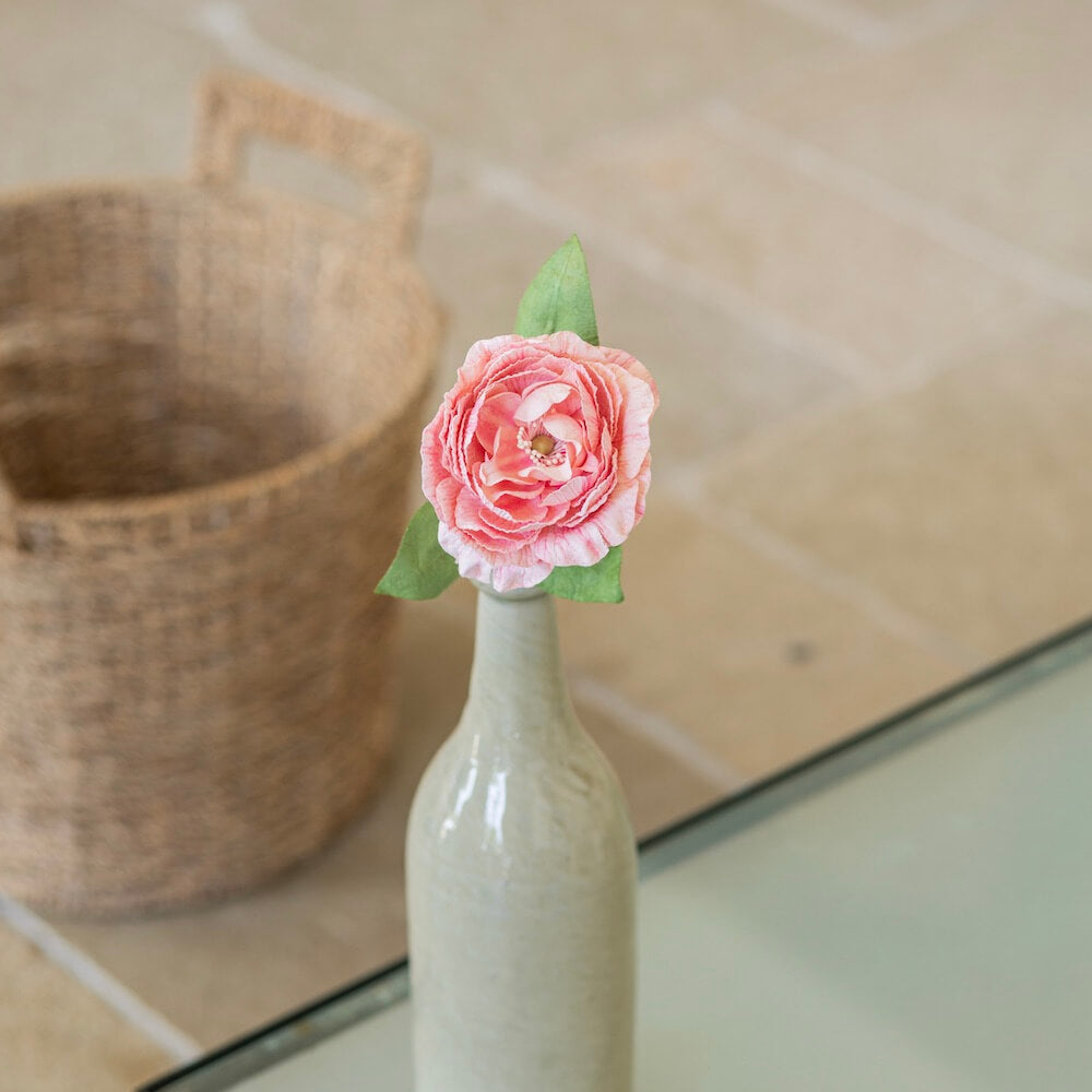 Flowrette Camélia fleur en papier rose pâle x1 éternelle