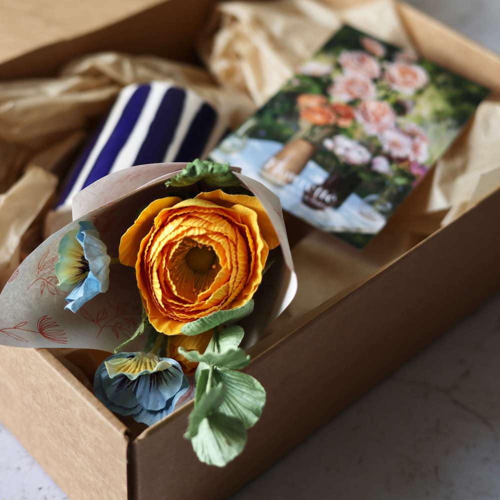 Flowrette Lueur Florale coffret fleurs papier bleu